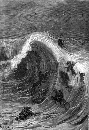 The monstrous wave, forty feet high, swept over them