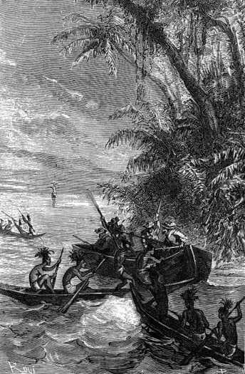 Seven canoes … attacked